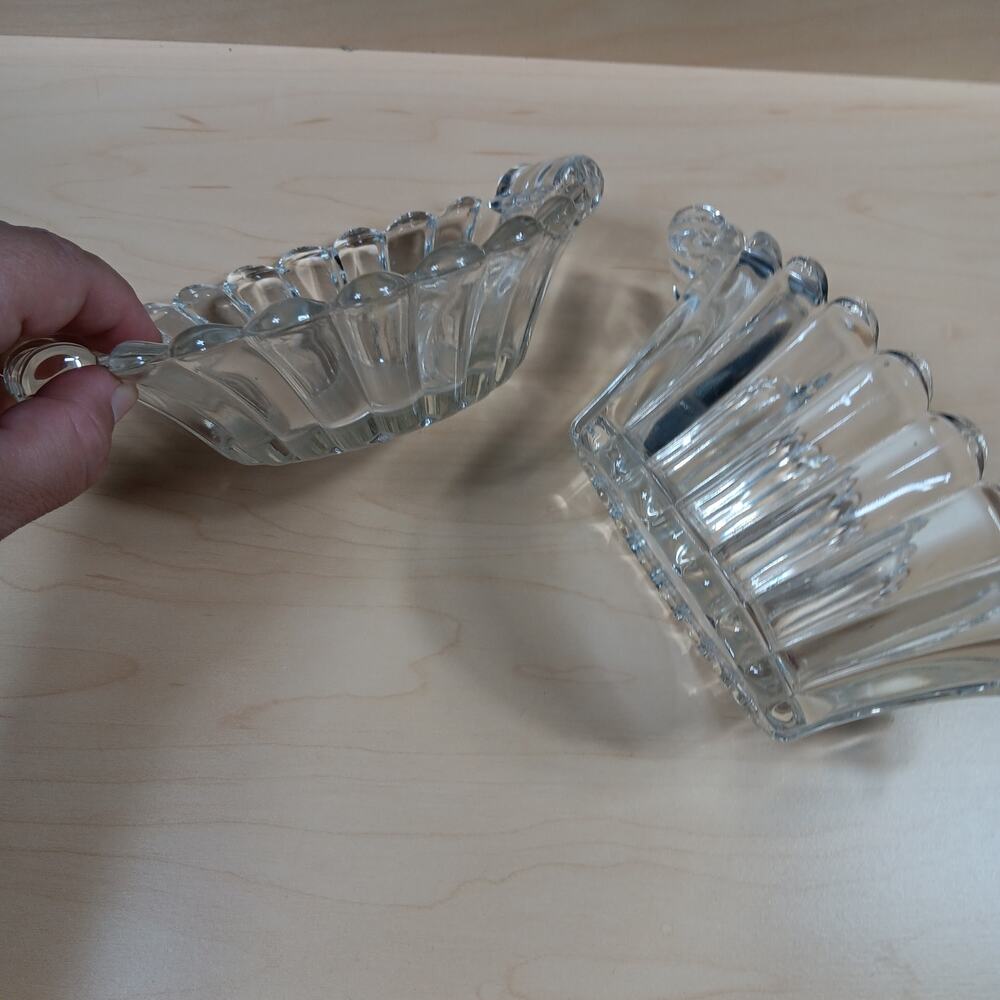 Vintage Heisey Clear Glass Mayonnaise and Pickle bowls Curled Handles - Picture 4 of 11